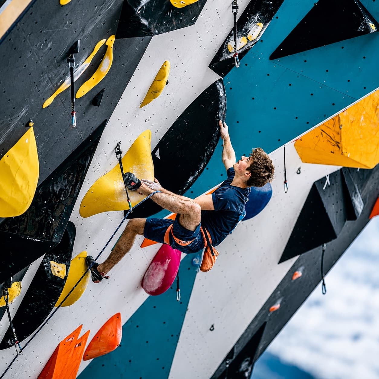 Competing at the Chamonix lead climbing World Cup