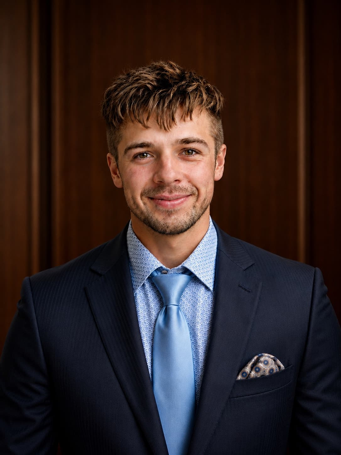 Portret van Leto Cavé in pak met stropdas